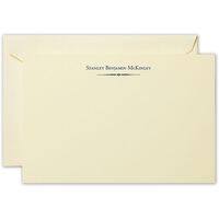 Ecru Correspondence Flat Note Cards with Ornament Scroll Motif - Raised Ink