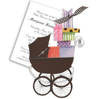 Baby Buggy with Gifts Die-cut Invitations