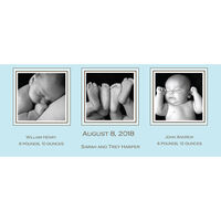 Blue Multiple Twins Photo Birth Announcements
