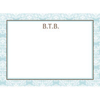 Blue Damask Framed Flat Note Cards