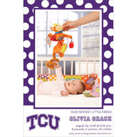 Texas Christian University Dotted Border Photo Baby Announcements