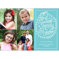 Teal Merry Little Christmas Holiday Photo Cards