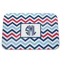 Chevron Blue and Red Glass Cutting Board