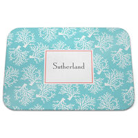 Teal Coral Repeat Glass Cutting Board