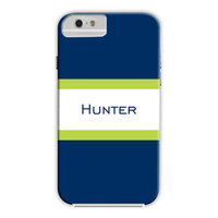 Navy and Lime Stripe iPhone Hard Case