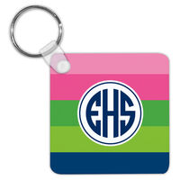 Bold Stripe Pink, Green and Navy Key Chain