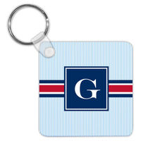 Red and Navy Seersucker Band Key Chain