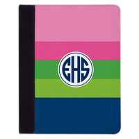 Pink, Green and Navy Bold Stripe iPad Cover