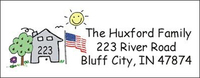 House and Flag Label