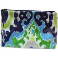 Laminated Cotton Embroidered Initial Cosmetic Bag