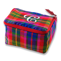 Silk Plaid Embroidered Initial Jewlery Case
