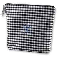 Silk Gingham Embroidered Initial Lingerie Bag