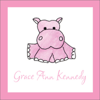 Pink Hippo Square Stickers