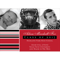 Red and Black Stripe Graduation Photo Announcements