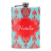 Red Ikat Stainless Steel Flask