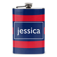 Red and Blue Stripe Stainless Steel Flask