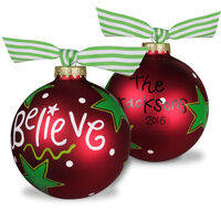 Believe Glass Christmas Ornament