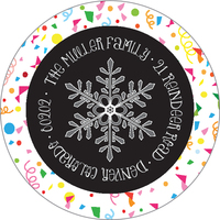 Snowflake New Year Round Address Labels