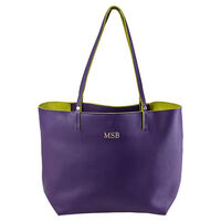 Personalized Purple Hampton Leather Travel Tote Bag