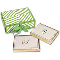 Green Chevron Initial Gift Box Set by Caspari
