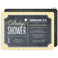 Yellow Baby Rattle Chalkboard Shower Invitations