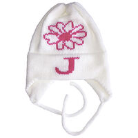 Personalized Flower Knit Hat with Earflaps