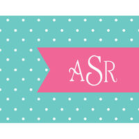Turquoise Pink Banner Folded Note Cards