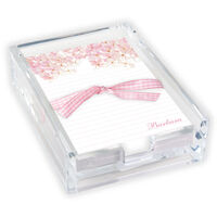 Pink Hydrangea Memo Sheets with Acrylic Holder