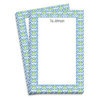 Blue and Green Floral Border Notepads