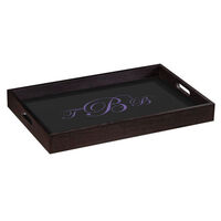 Black Wood Serving Tray with Script Monogram