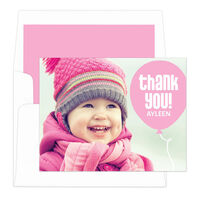 Pink Balloon Thank You Note Cards