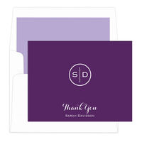 Purple Circle Initials Thank You Note Cards