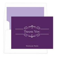 Purple Elegant Scroll Thank You Note Cards