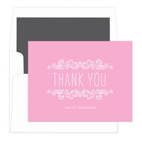 Carnation Woodcut Scroll Thank You Note Cards