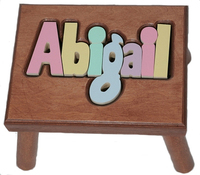 Name Puzzle in Cherry Wood Step Stool