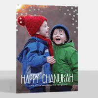 Silver Chanukah Confetti Photo Cards