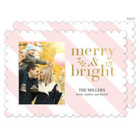Blush Merry and Bright Stripes Photo Cards