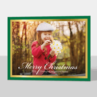 Green with Gold Foil Border Photo Cards