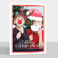 Vertical Christmas Red Foil Border Photo Cards