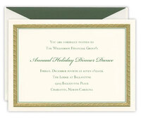 Engraved Gold and Green Holiday Invitations