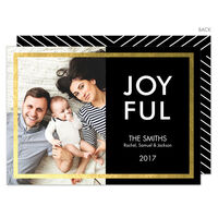 Black Joyful with Gold Foil Border Photo Cards