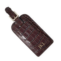 Personalized Brown Crocodile Embossed Leather Luggage Tags