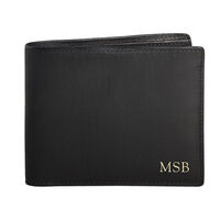 Personalized Black Leather Bi-Fold Wallet