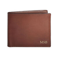 Personalized Brown Leather Bi-Fold Wallet
