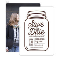 Brown Mason Jar Photo Save the Date Cards