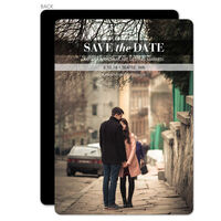 Black Banner Photo Save the Date Cards