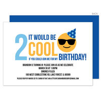 Blue 2 Cool Emoji Birthday Invitations