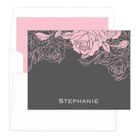Charcoal Woodcut Roses Foldover Note Cards