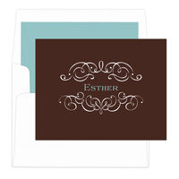Chocolate Ornate Scroll Foldover Note Cards