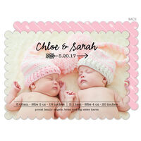 Baby Girls Arrow Twins Photo Birth Announcements